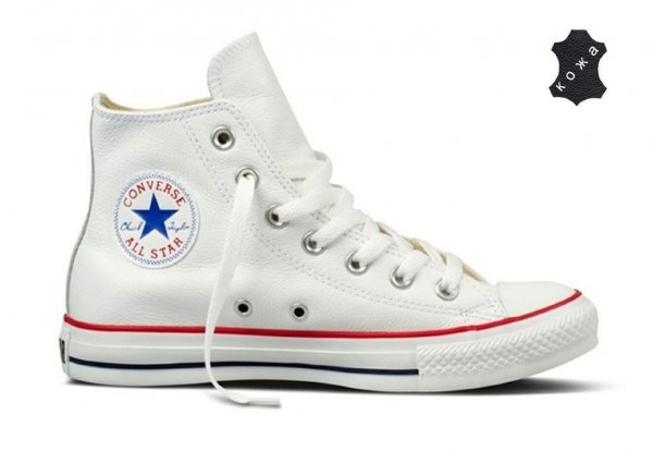 Кожаные кеды Converse Chuck Taylor All Star высокие белые 132169