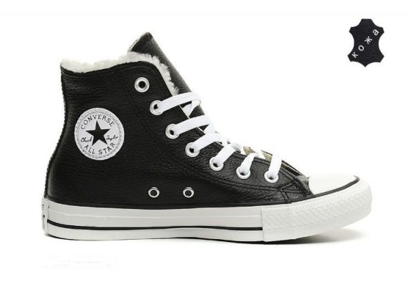 Зимние кожаные кеды Converse Chuck Taylor All Star 144726 черные
