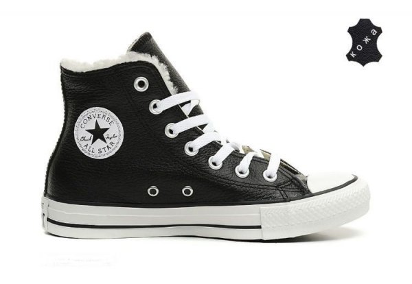 Зимние кожаные кеды Converse Chuck Taylor All Star 144726 черные
