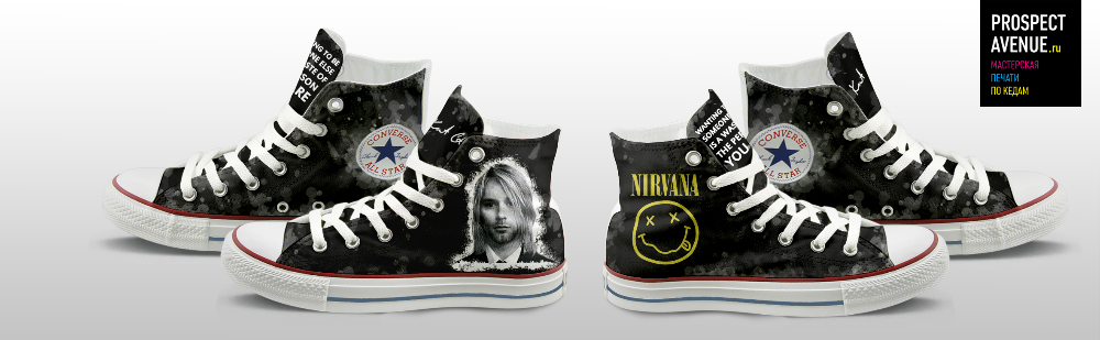 Черные кеды Converse «Нирвана Курт Кобейн»