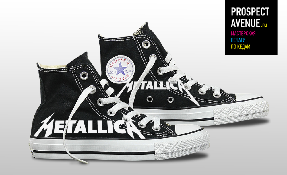 Черные кеды Converse «Metallica на черном»