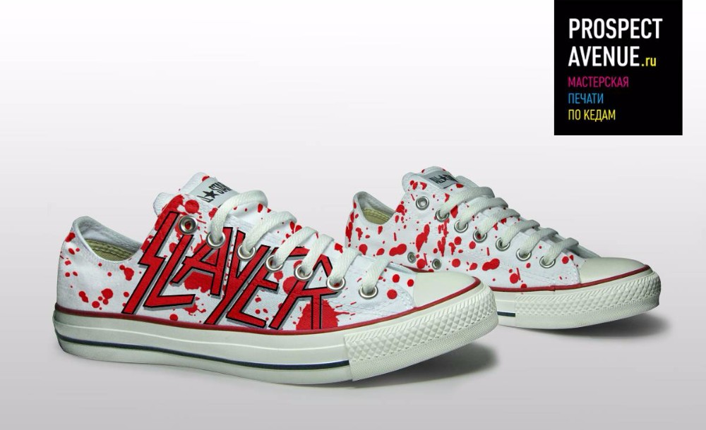 Кеды Converse «Slayer с брызгами на белом»