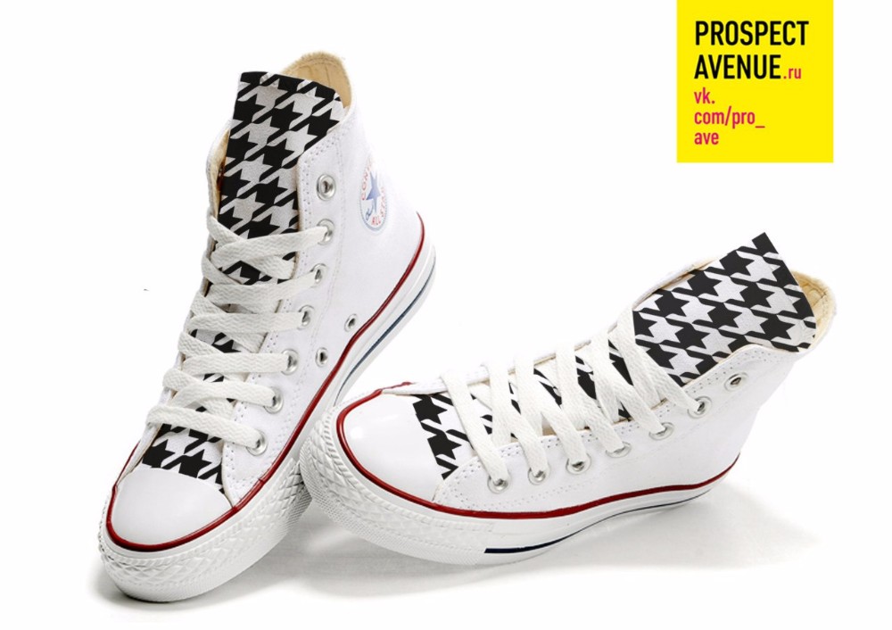 Высокие кеды Converse с узором «Гусиная лапка»