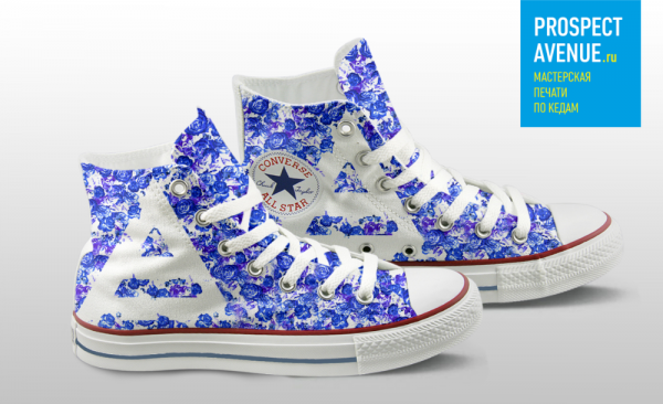 Кеды Converse «Триада с синими цветами»
