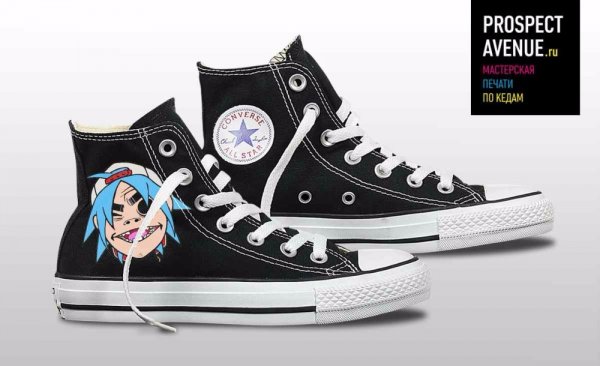 Черные кеды Converse «Gorillaz 2D»