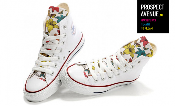 Кеды Converse «Цветочный принт на языках»