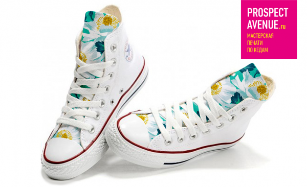 Кеды Converse «Белый шиповник на языках»