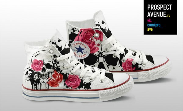 Кеды Converse «Череп с розами»