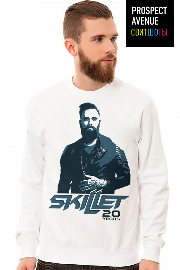 Белый мужской свитшот Skillet «Джон Купер»