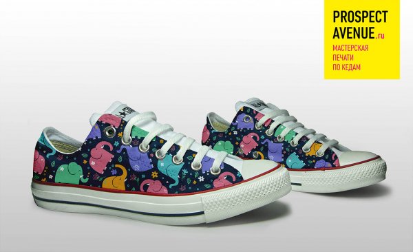 Кеды Converse «Узор со слониками»