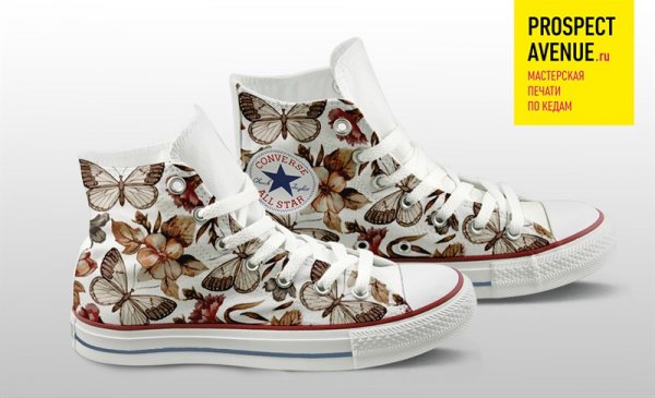 Кеды Converse «Винтажные Бабочки»