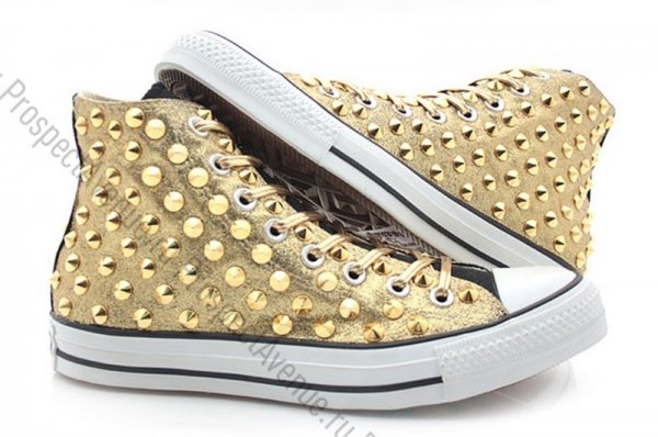 Высокие кеды Converse «Золотистые с шипами»