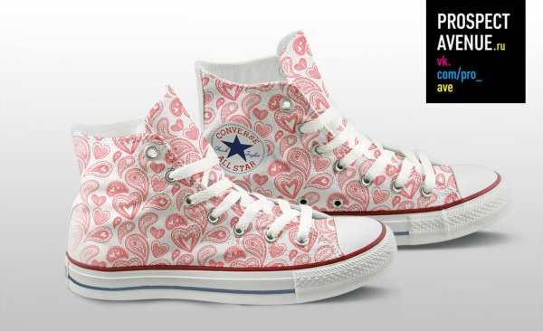 Кеды Converse «Сердца и орнамент пейсли»