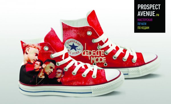 Кеды Converse «Depeche Mode алый фон»