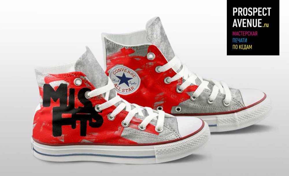 Кеды Converse «Misfits на красном фоне»
